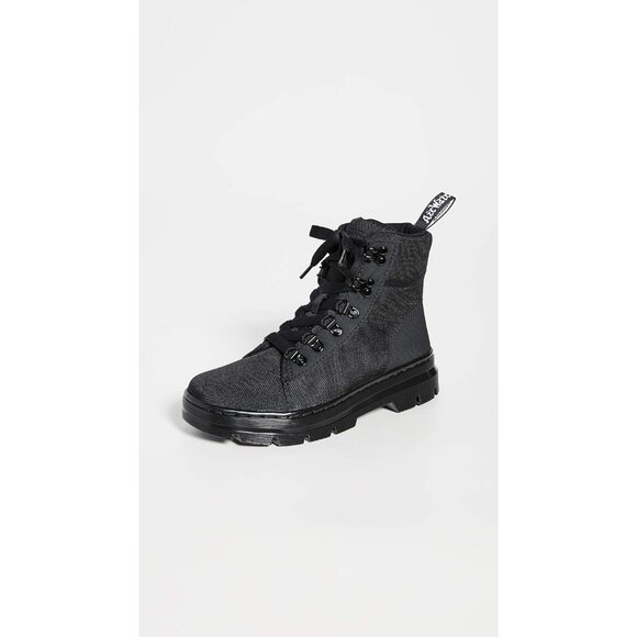 ⚡Women Black Synthetic Chunky High Heel Combat Lace Up Motorcycle Wedges Boots - Picture 2 of 6